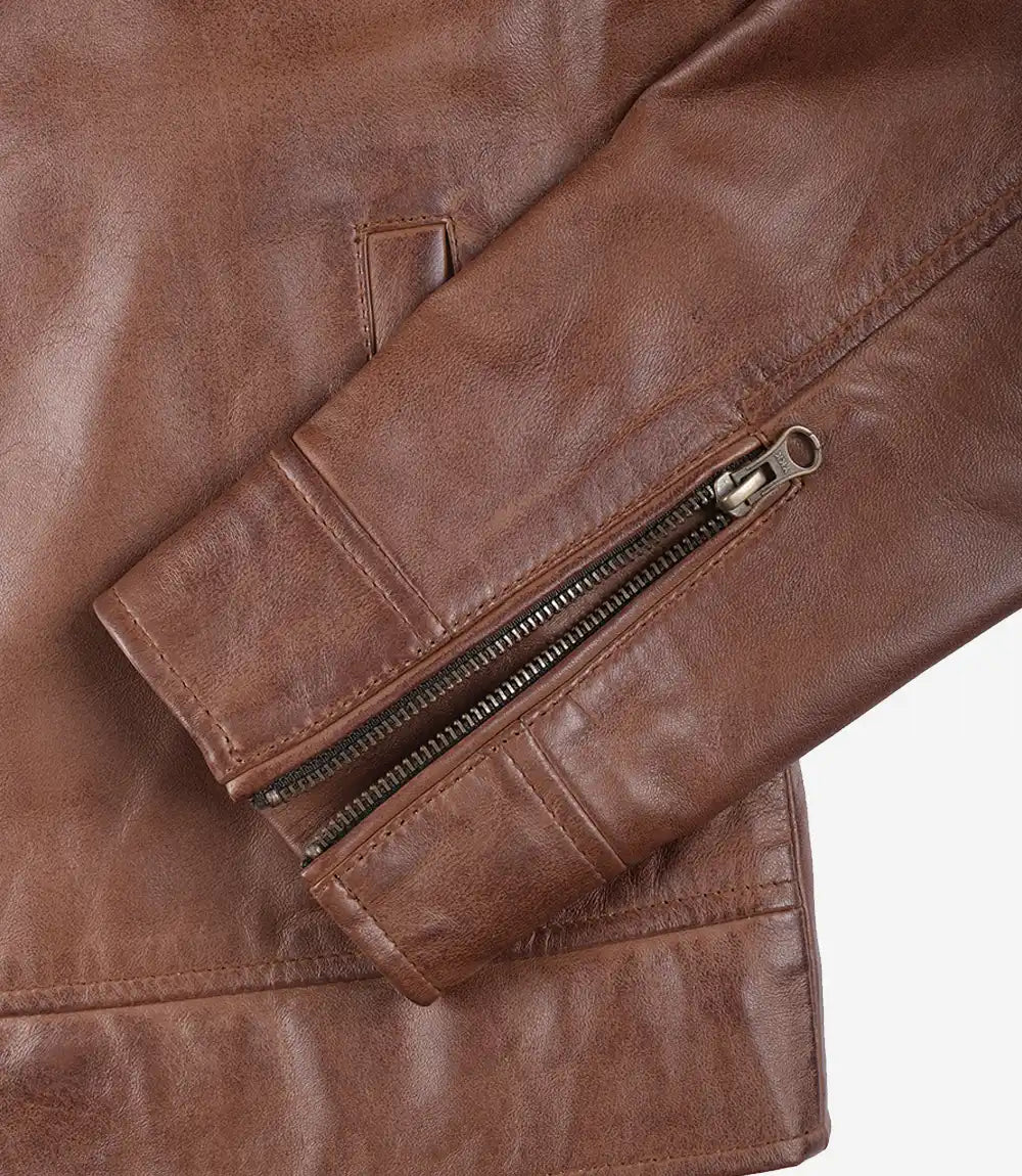Reeves Men's Brown Genuine Leather Biker Jacket