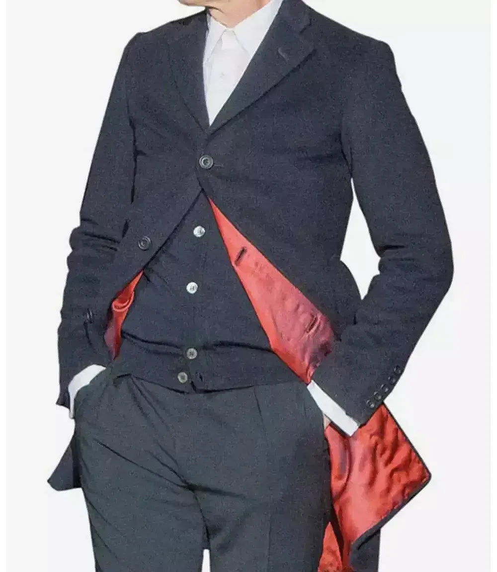 Homme Manteau en laine bleu foncé