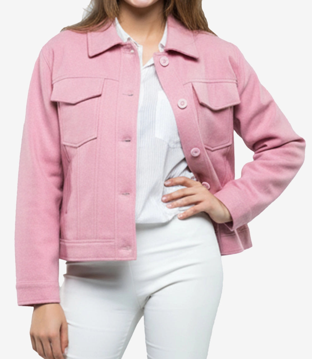 Femme Rose Clair Veste En Laine