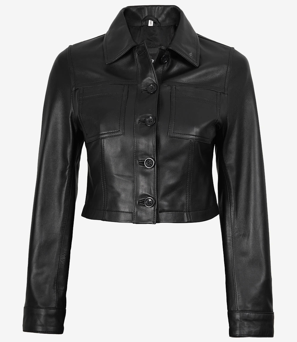 Johnson Women's Cognac Cafe Racer Quilted Leather Jacket