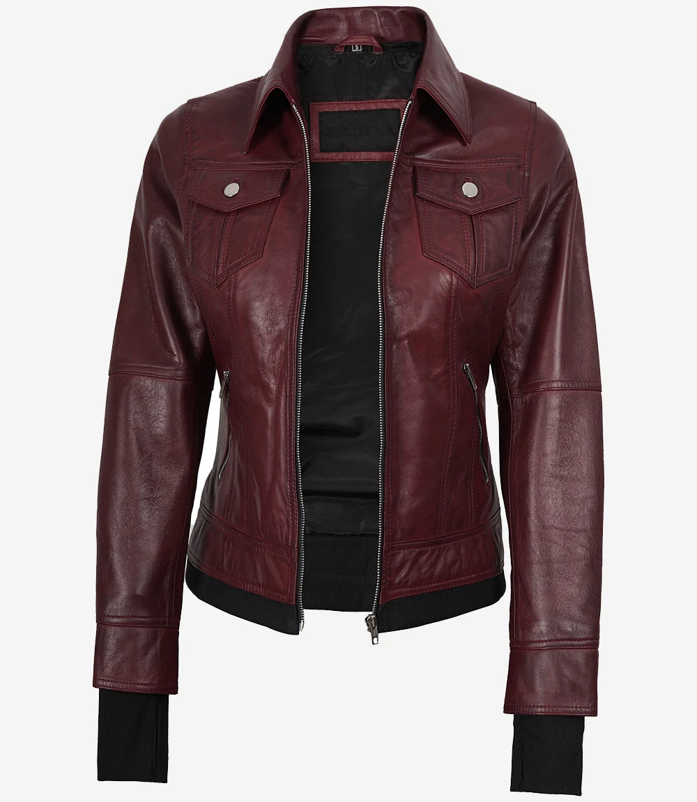 Veste en cuir femme