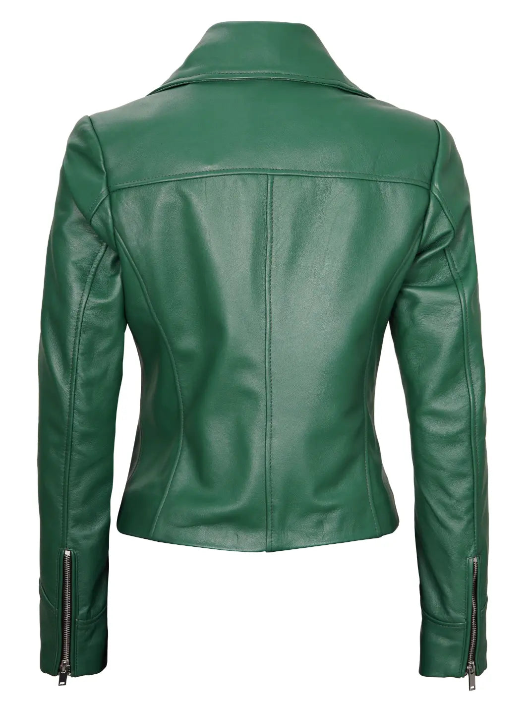 veste en cuir motard verte pour femme